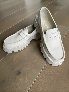 Pedro Garcia Cream Suede Lug Sole Penny Loafers